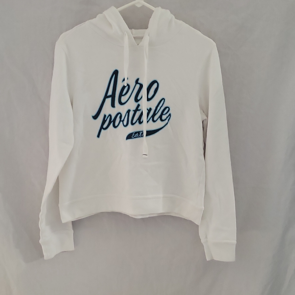 Womens White and Blue Aeropostale Hoodie Size M
